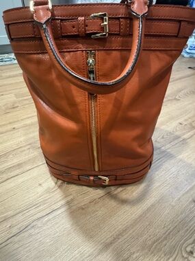 Michael Kors Orange Leather Tote with Gold Hardware